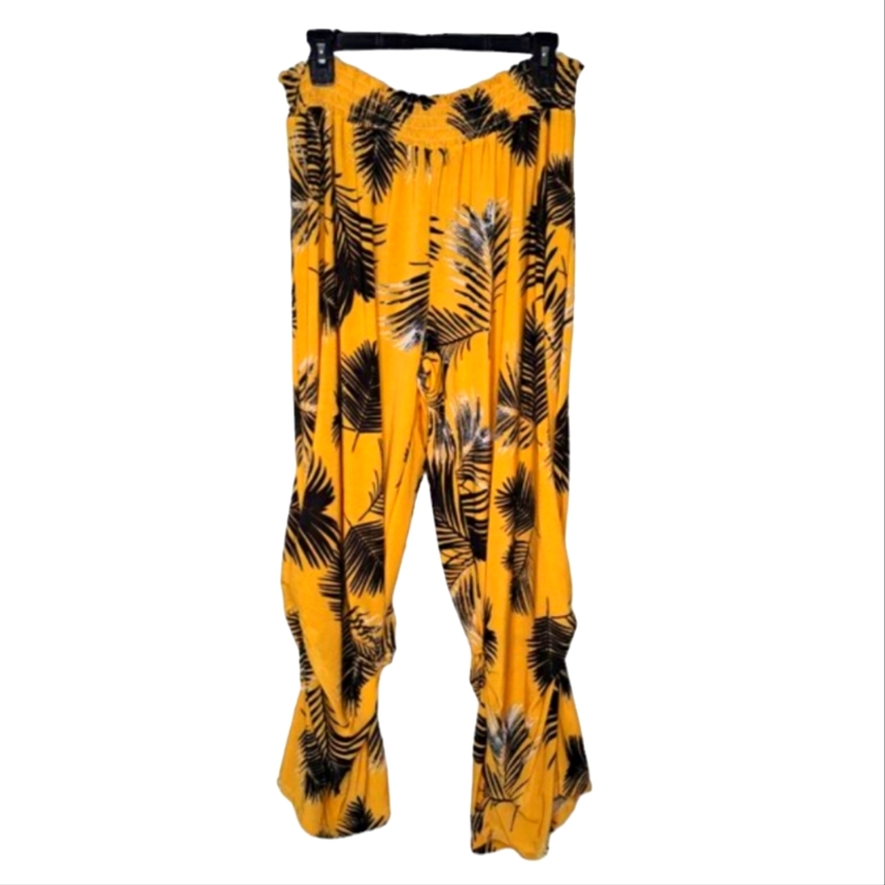 West Loop Yellow Leaf Patterned Palazzo Tropical … - image 2